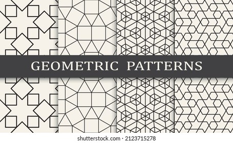 Set of geometric seamless patterns. Abstract geometric graphic design simple pattern. Seamless geometric lines pattern.
