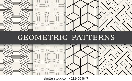 Set of geometric seamless patterns. Abstract geometric graphic design simple pattern. Seamless geometric lines pattern.