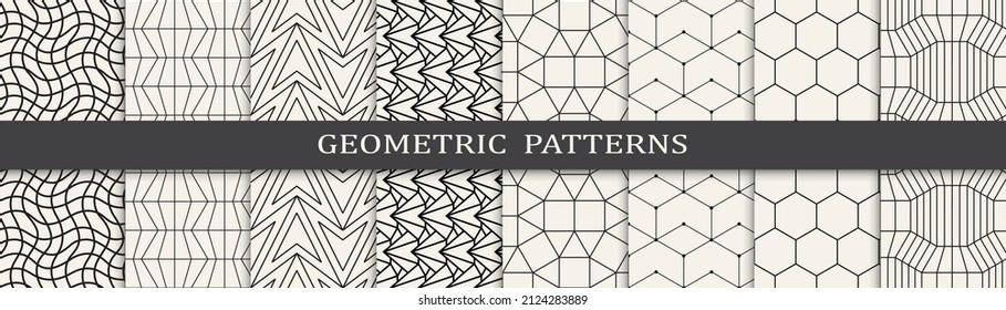 Set of geometric seamless patterns. Abstract geometric graphic design simple pattern. Seamless geometric lines pattern.