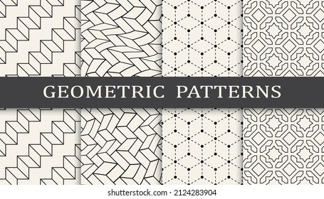 Set of geometric seamless patterns. Abstract geometric graphic design simple pattern. Seamless geometric lines pattern.