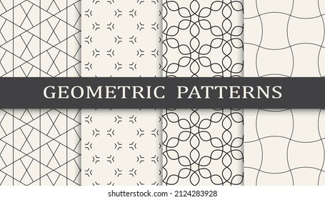 Set of geometric seamless patterns. Abstract geometric graphic design simple pattern. Seamless geometric lines pattern.