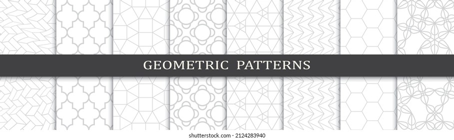 Set of geometric seamless patterns. Abstract geometric graphic design print pattern. Seamless geometric gray lines pattern.