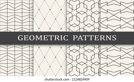Set of geometric seamless patterns. Abstract geometric graphic design simple pattern. Seamless geometric lines pattern.