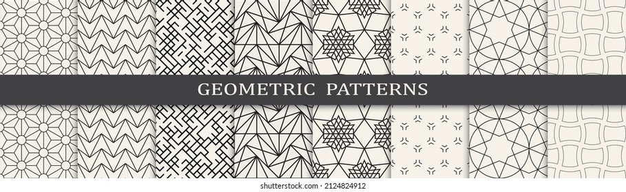 Set of geometric seamless patterns. Abstract geometric graphic design simple pattern. Seamless geometric lines pattern.