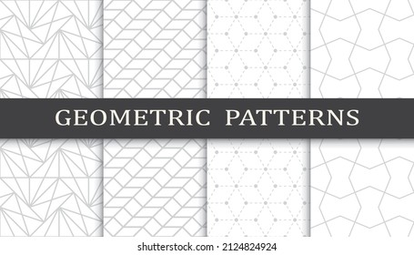 Set of geometric seamless patterns. Abstract geometric graphic design print pattern. Seamless geometric gray lines pattern.