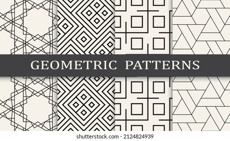 Set of geometric seamless patterns. Abstract geometric graphic design simple pattern. Seamless geometric lines pattern.