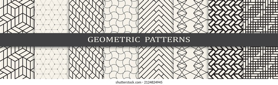 Set of geometric seamless patterns. Abstract geometric graphic design simple pattern. Seamless geometric lines pattern.
