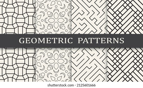 Set of geometric seamless patterns. Abstract geometric graphic design simple pattern. Seamless geometric lines pattern.