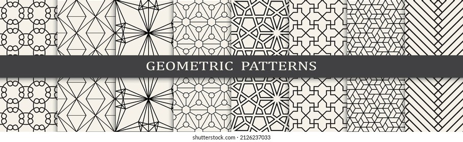 Set of geometric seamless patterns. Abstract geometric graphic design simple pattern. Seamless geometric lines pattern.