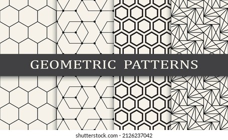 Set of geometric seamless patterns. Abstract geometric graphic design simple pattern. Seamless geometric lines pattern.