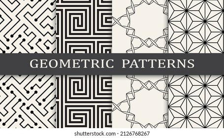 Set of geometric seamless patterns. Abstract geometric graphic design simple pattern. Seamless geometric lines pattern.