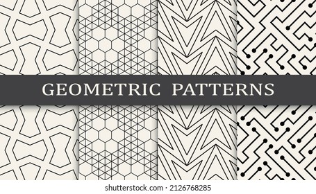 Set of geometric seamless patterns. Abstract geometric graphic design simple pattern. Seamless geometric lines pattern.