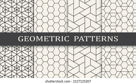 Set of geometric seamless patterns. Abstract geometric graphic design simple pattern. Seamless geometric lines pattern.