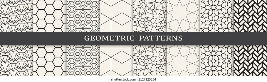 Set of geometric seamless patterns. Abstract geometric graphic design simple pattern. Seamless geometric lines pattern.