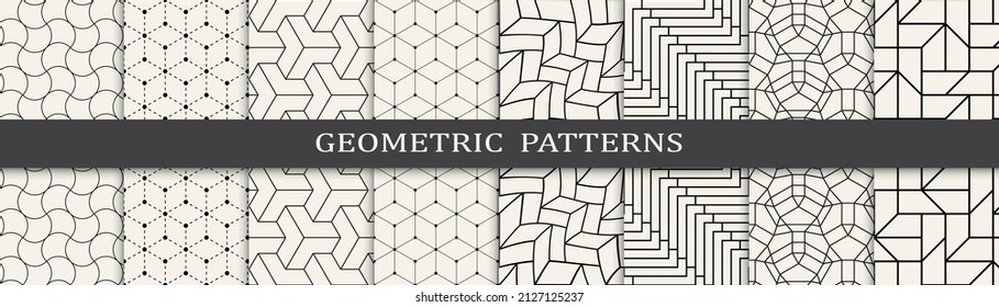 Set of geometric seamless patterns. Abstract geometric graphic design simple pattern. Seamless geometric lines pattern.