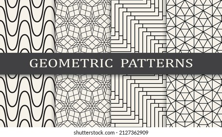 Set of geometric seamless patterns. Abstract geometric graphic design simple pattern. Seamless geometric lines pattern.