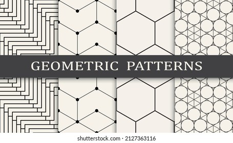 Set of geometric seamless patterns. Abstract geometric graphic design simple pattern. Seamless geometric lines pattern.