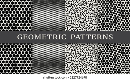 Set of geometric seamless patterns. Abstract geometric graphic design simple pattern. Seamless geometric halftone pattern.