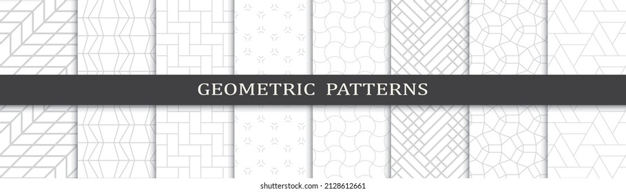 Set of geometric seamless patterns. Abstract geometric graphic design print pattern. Seamless geometric gray lines pattern.