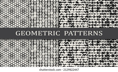 Set of geometric seamless patterns. Abstract geometric graphic design simple pattern. Seamless geometric halftone pattern.