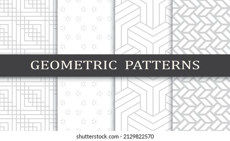Set of geometric seamless patterns. Abstract geometric graphic design print pattern. Seamless geometric gray lines pattern.