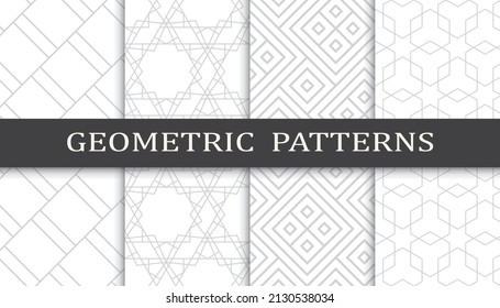 Set of geometric seamless patterns. Abstract geometric graphic design print pattern. Seamless geometric gray lines pattern.