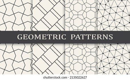 Set of geometric seamless patterns. Abstract geometric graphic design simple pattern. Seamless geometric lines pattern.
