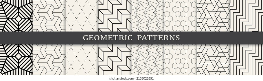 Set of geometric seamless patterns. Abstract geometric graphic design simple pattern. Seamless geometric lines pattern.