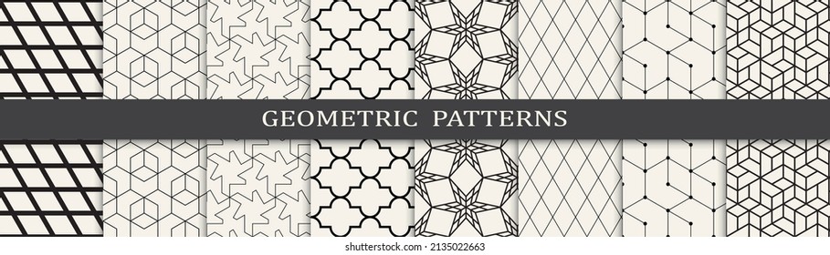 Set of geometric seamless patterns. Abstract geometric graphic design simple pattern. Seamless geometric lines pattern.