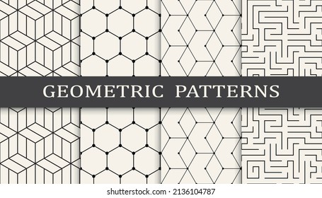 Set of geometric seamless patterns. Abstract geometric graphic design simple pattern. Seamless geometric lines pattern.