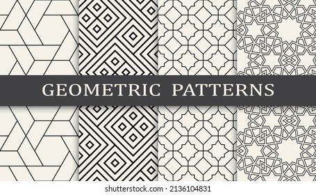Set of geometric seamless patterns. Abstract geometric graphic design simple pattern. Seamless geometric lines pattern.