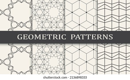 Set of geometric seamless patterns. Abstract geometric graphic design simple pattern. Seamless geometric lines pattern.