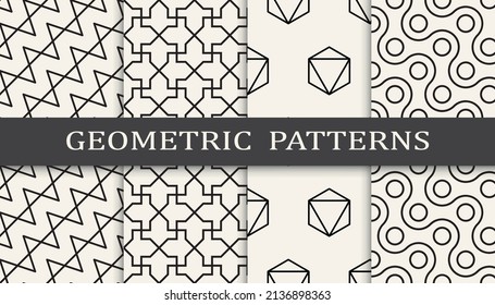 Set of geometric seamless patterns. Abstract geometric graphic design simple pattern. Seamless geometric lines pattern.