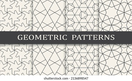 Set of geometric seamless patterns. Abstract geometric graphic design simple pattern. Seamless geometric lines pattern.
