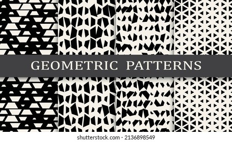 Set of geometric seamless patterns. Abstract geometric graphic design simple pattern. Seamless geometric halftone pattern.