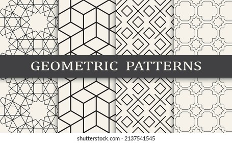 Set of geometric seamless patterns. Abstract geometric graphic design simple pattern. Seamless geometric lines pattern.