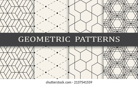 Set of geometric seamless patterns. Abstract geometric graphic design simple pattern. Seamless geometric lines pattern.