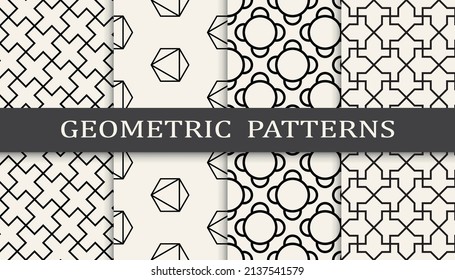 Set of geometric seamless patterns. Abstract geometric graphic design simple pattern. Seamless geometric lines pattern.