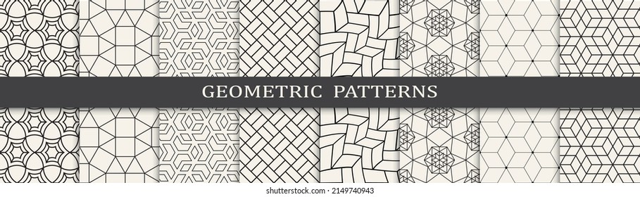 Set of geometric seamless patterns. Abstract geometric graphic design simple pattern. Seamless geometric lines pattern.