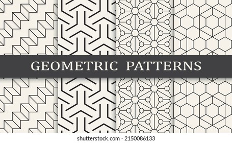 Set of geometric seamless patterns. Abstract geometric graphic design simple pattern. Seamless geometric lines pattern.