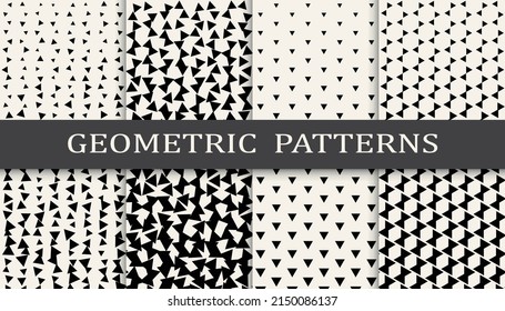 Set of geometric seamless patterns. Abstract geometric graphic design simple pattern. Seamless geometric halftone pattern.