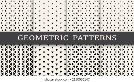 Set of geometric seamless patterns. Abstract geometric graphic design simple pattern. Seamless geometric halftone pattern.