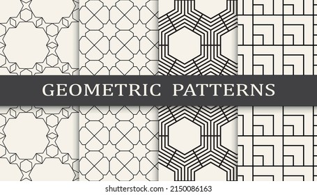Set of geometric seamless patterns. Abstract geometric graphic design simple pattern. Seamless geometric lines pattern.