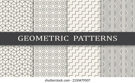 Set of geometric seamless patterns. Abstract geometric graphic design simple pattern. Seamless geometric lines pattern.