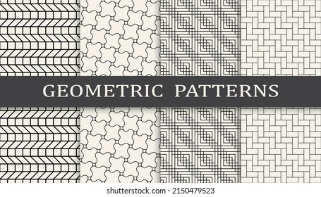 Set of geometric seamless patterns. Abstract geometric graphic design simple pattern. Seamless geometric lines pattern.