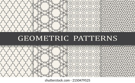 Set of geometric seamless patterns. Abstract geometric graphic design simple pattern. Seamless geometric lines pattern.