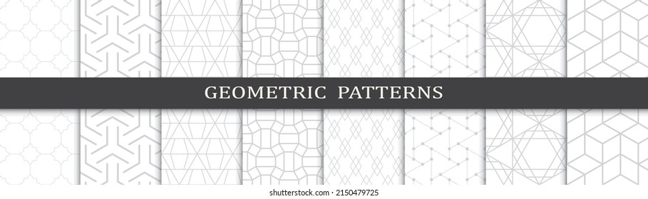 Set of geometric seamless patterns. Abstract geometric graphic design print pattern. Seamless geometric gray lines pattern.