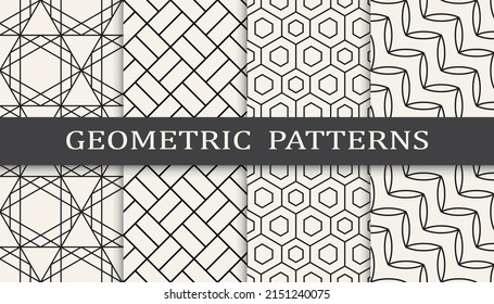 Set of geometric seamless patterns. Abstract geometric graphic design simple pattern. Seamless geometric lines pattern.