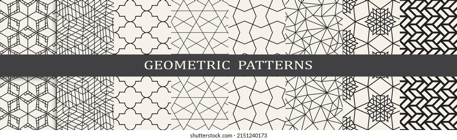 Set of geometric seamless patterns. Abstract geometric graphic design simple pattern. Seamless geometric lines pattern.