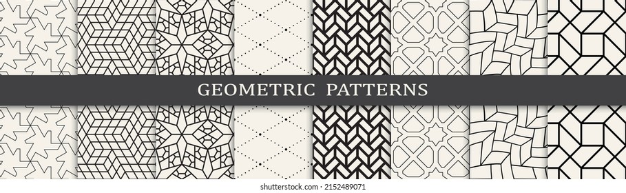 Set of geometric seamless patterns. Abstract geometric graphic design simple pattern. Seamless geometric lines pattern.